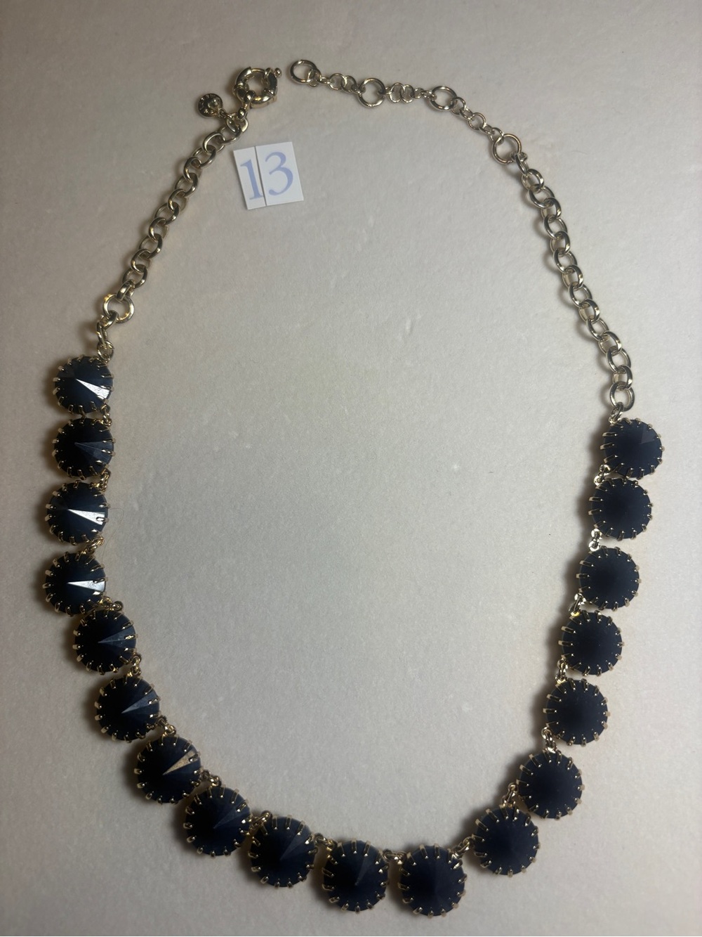 J. Crew Gold-Tone Necklace with Dark Blue Faceted Discs